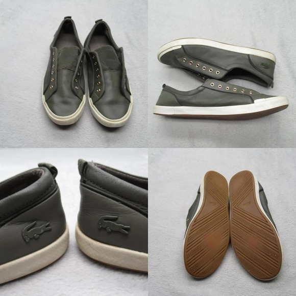 Lacoste Lancell Sneaker Womens 9.5 Olive Green Slip On Casual‎ Shoes READ - Picture 1 of 14